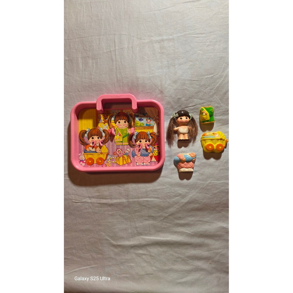 Vintage 1979 Knickerbocker Dolly Pops Lot Pink Carry Tray Dolls Outfits 20pc